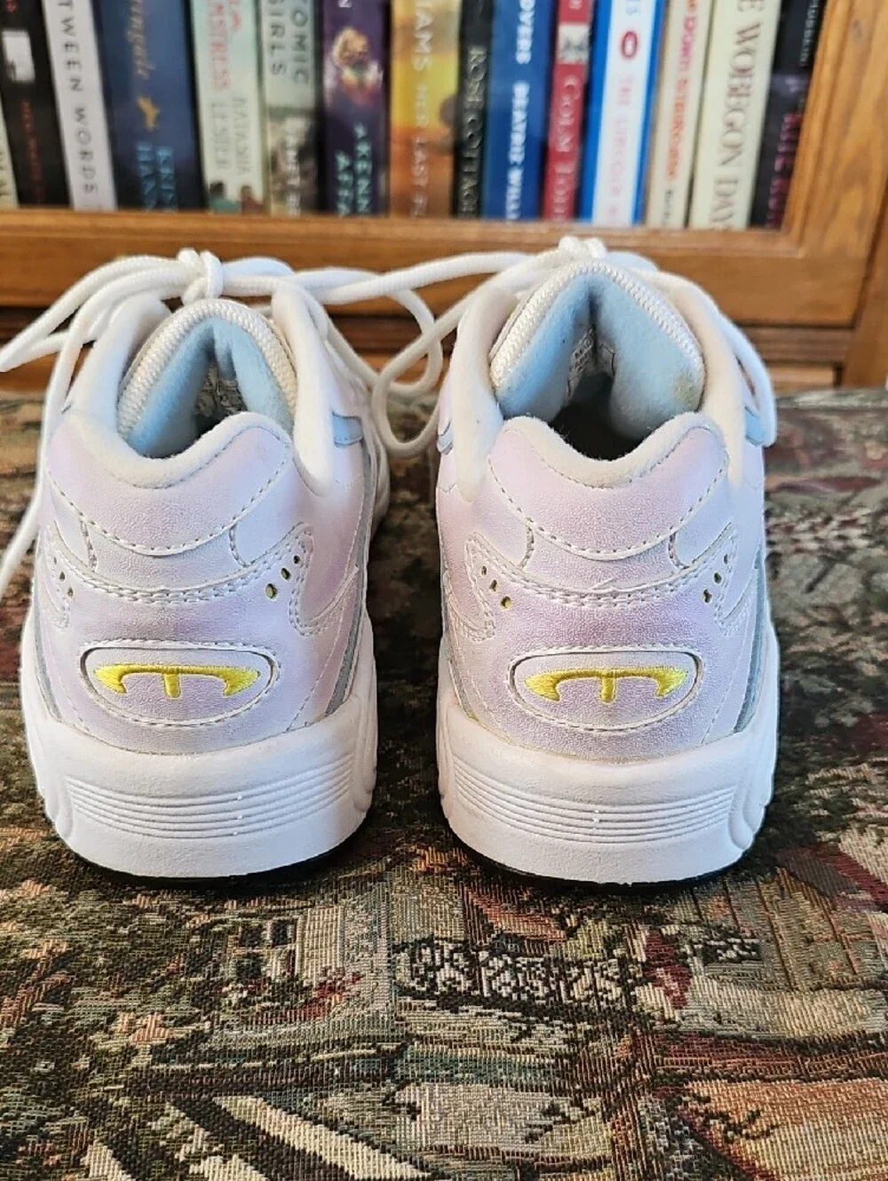 Women's Athletic Sneakers in White with Pink Accents